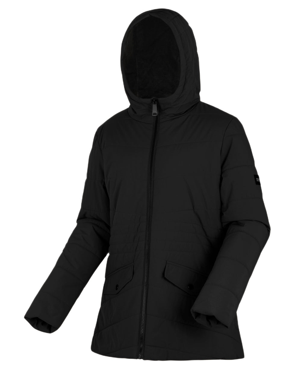 Black Coloured Regatta Womens Agara Quilted Jacket on white background 