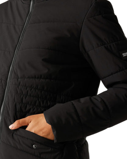 Black Coloured Regatta Womens Agara Quilted Jacket on white background 