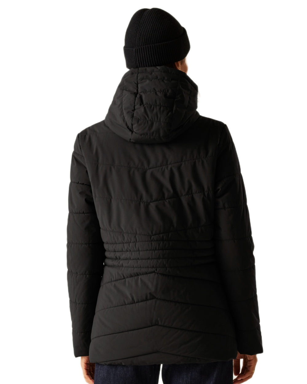 Black Coloured Regatta Womens Agara Quilted Jacket on white background 