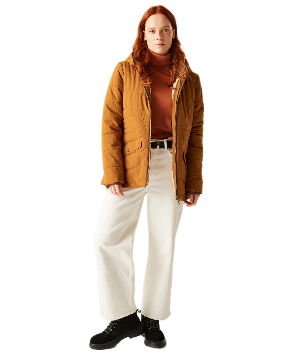 Glazed Ginger Coloured Regatta Womens Agara Quilted Jacket on white background 