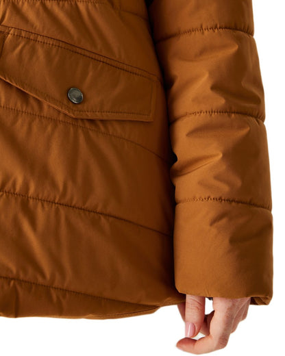 Glazed Ginger Coloured Regatta Womens Agara Quilted Jacket on white background 