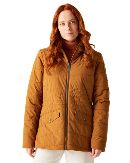 Glazed Ginger Coloured Regatta Womens Agara Quilted Jacket on white background 