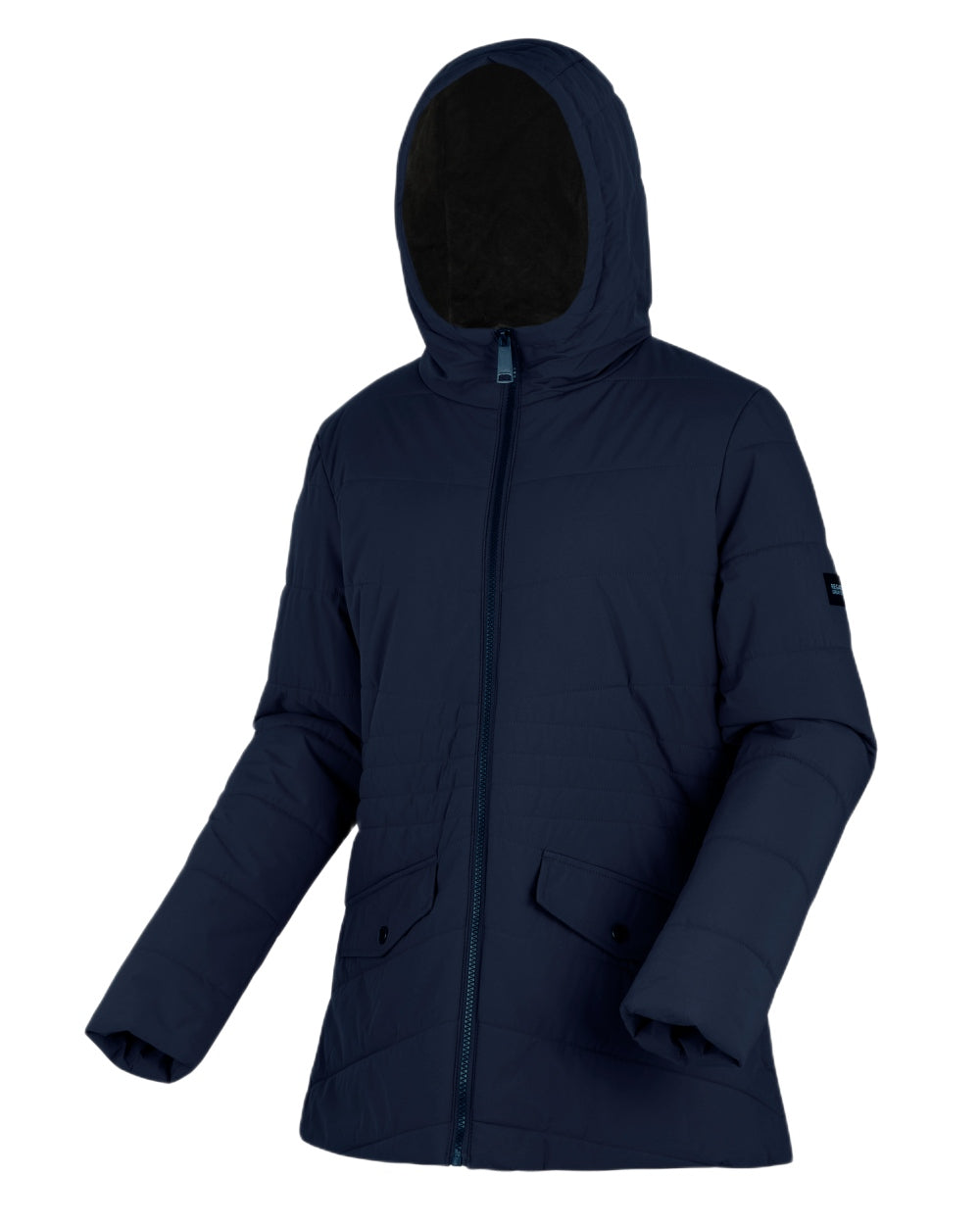 Navy Black Coloured Regatta Womens Agara Quilted Jacket on white background 