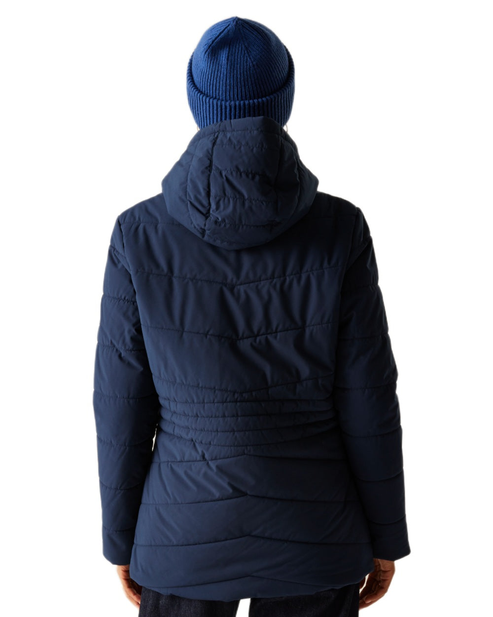 Navy Black Coloured Regatta Womens Agara Quilted Jacket on white background 