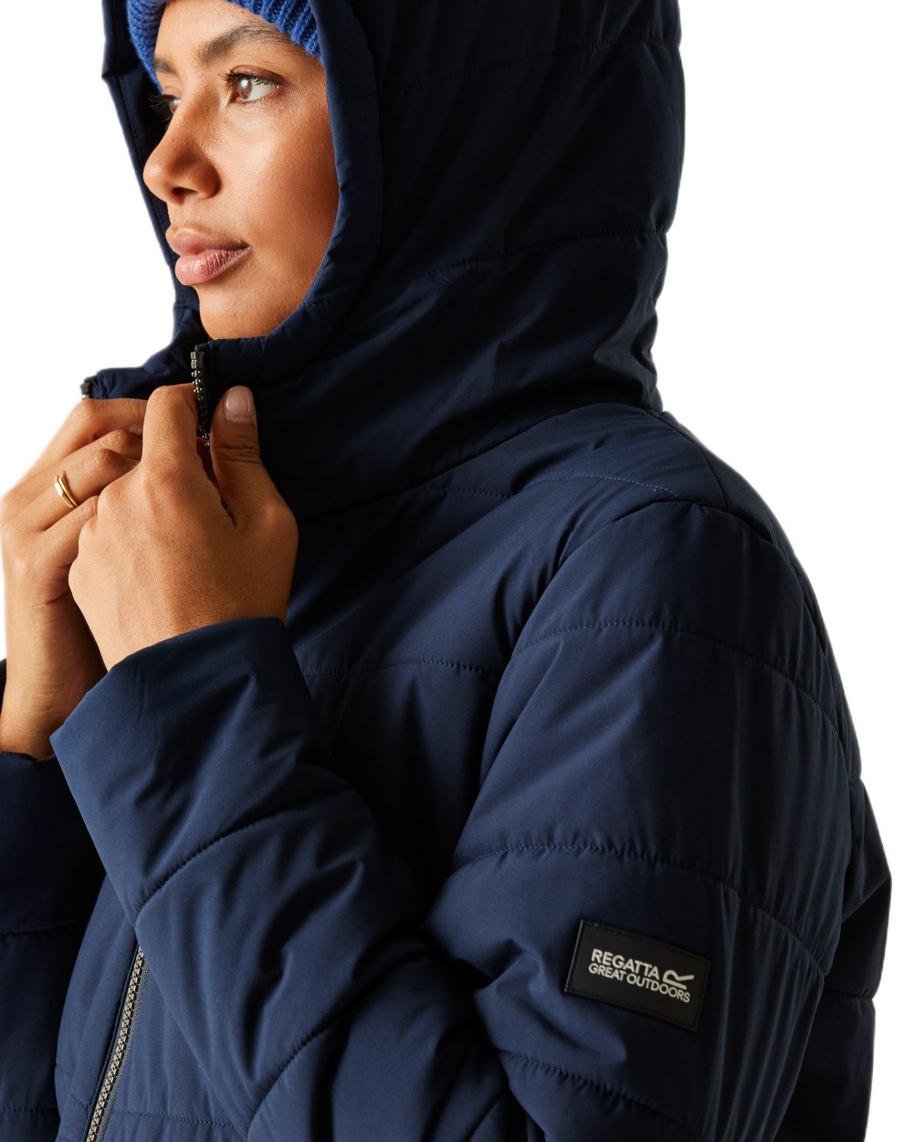 Navy Black Coloured Regatta Womens Agara Quilted Jacket on white background 