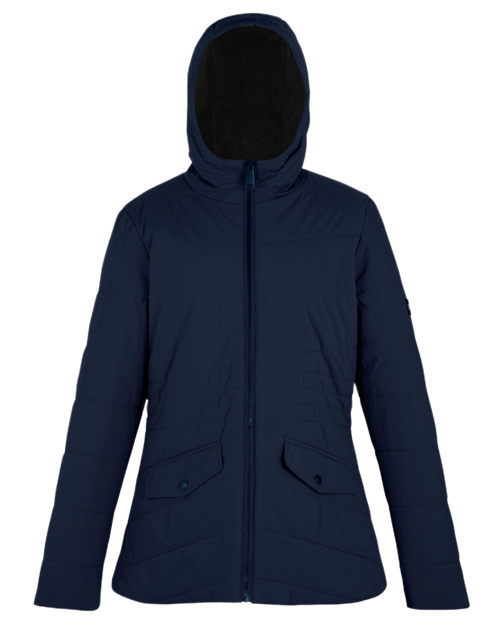 Navy Black Coloured Regatta Womens Agara Quilted Jacket on white background 