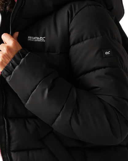 Black Coloured Regatta Womens Aldthorn Quilted Jacket on white background 