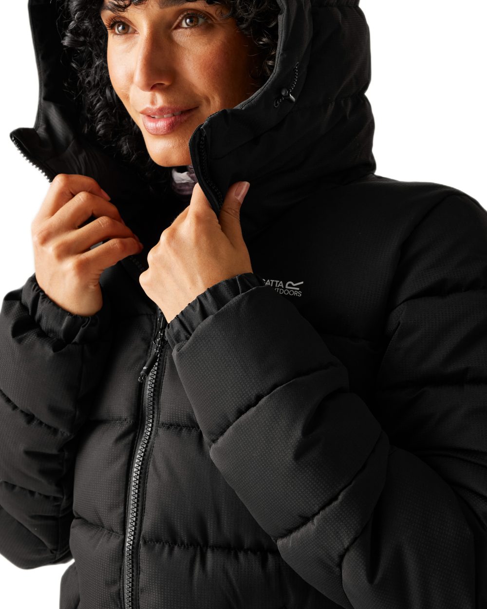Black Coloured Regatta Womens Aldthorn Quilted Jacket on white background 