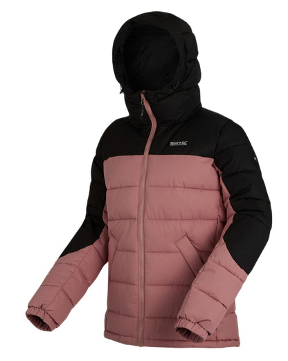 Dusty Rose Black Coloured Regatta Womens Aldthorn Quilted Jacket on white background 