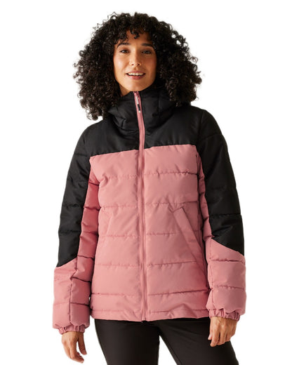 Dusty Rose Black Coloured Regatta Womens Aldthorn Quilted Jacket on white background 