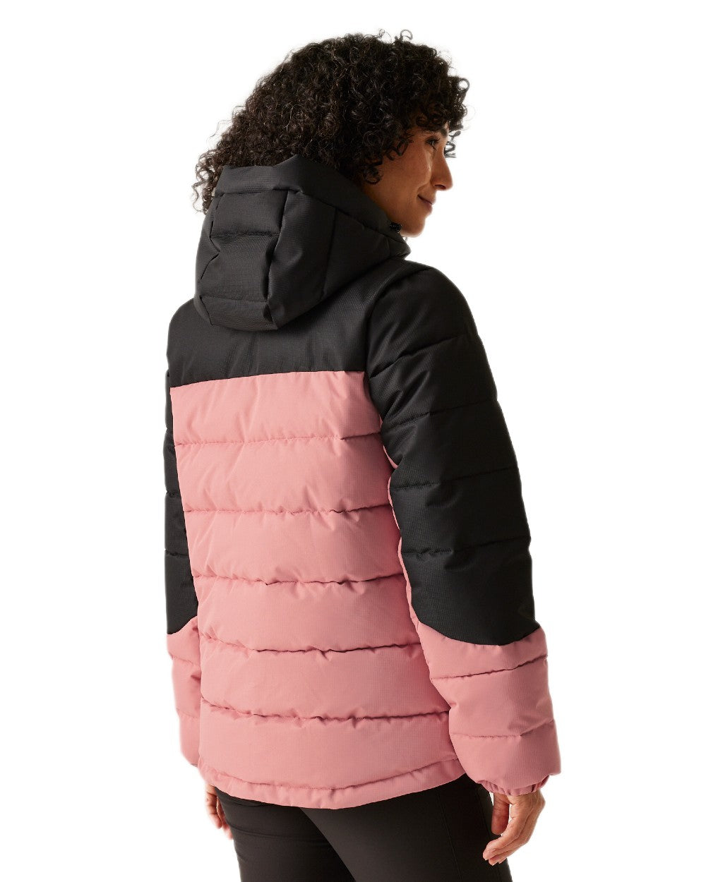 Dusty Rose Black Coloured Regatta Womens Aldthorn Quilted Jacket on white background 