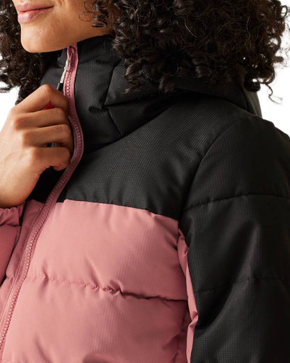 Dusty Rose Black Coloured Regatta Womens Aldthorn Quilted Jacket on white background 