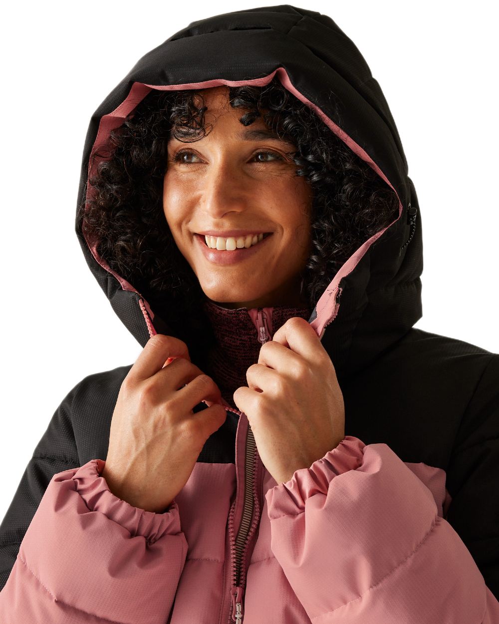 Dusty Rose Black Coloured Regatta Womens Aldthorn Quilted Jacket on white background 