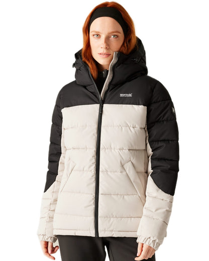 Perfectly Pale Black Coloured Regatta Womens Aldthorn Quilted Jacket on white background 