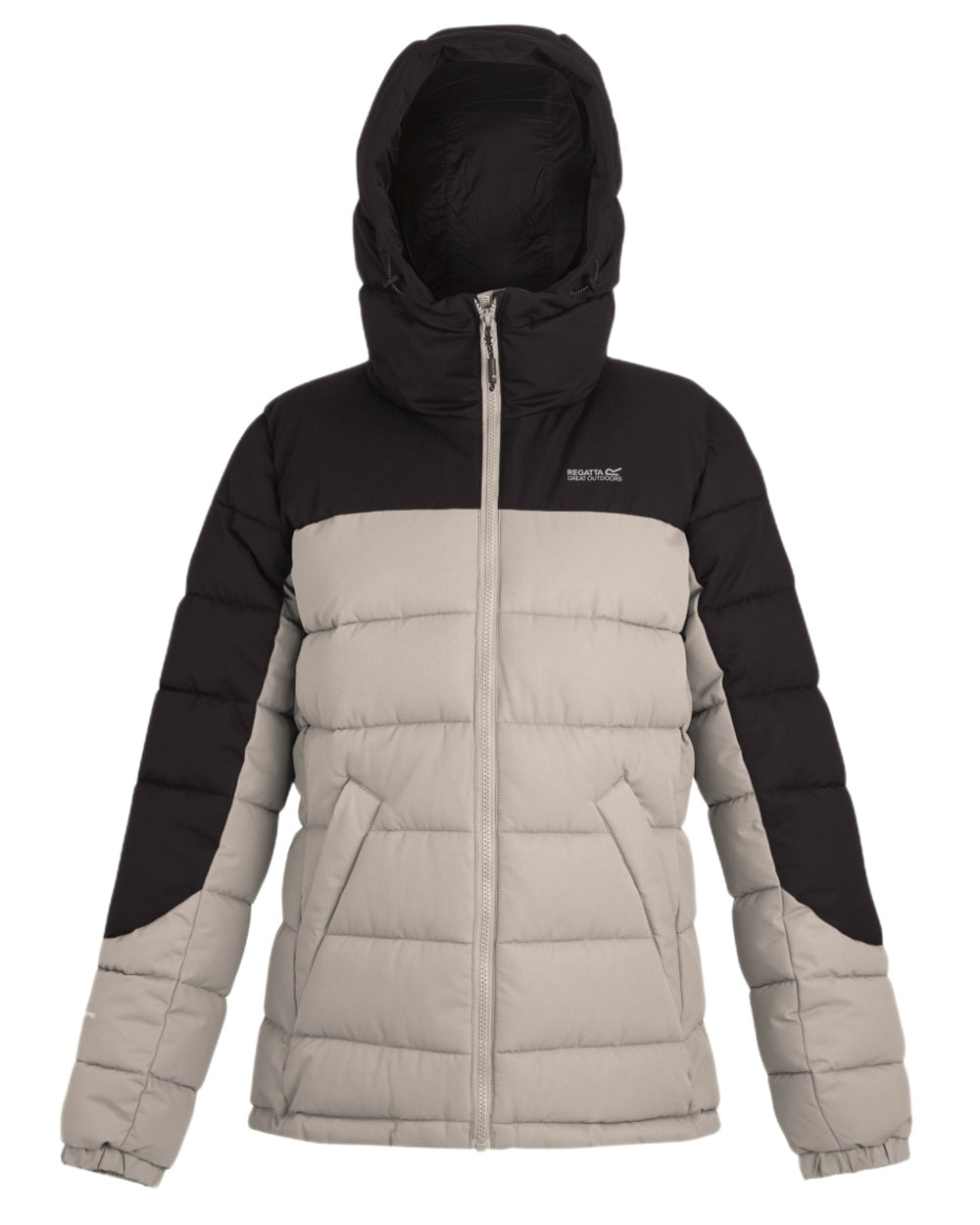 Perfectly Pale Black Coloured Regatta Womens Aldthorn Quilted Jacket on white background 