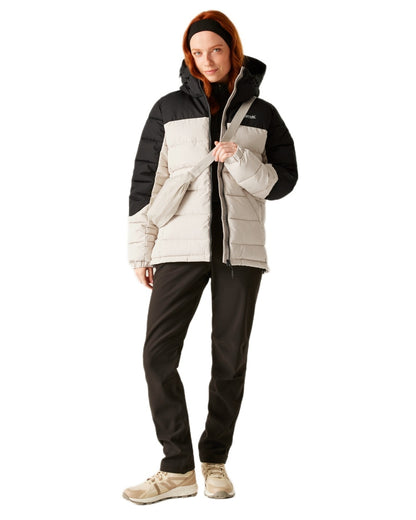 Perfectly Pale Black Coloured Regatta Womens Aldthorn Quilted Jacket on white background 