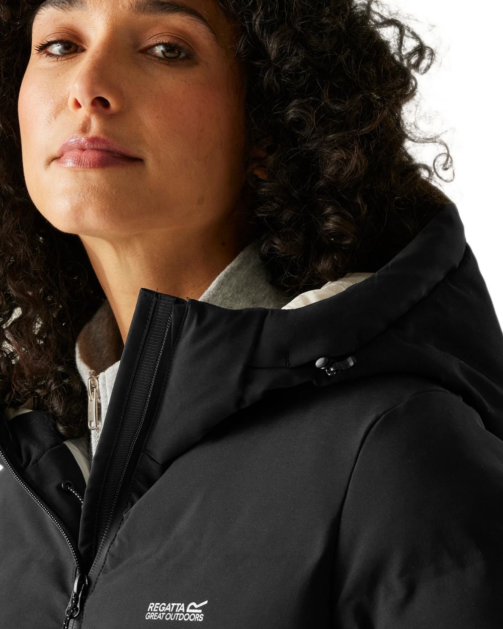 Black Coloured Regatta Womens Altoro Thermal Padded Jacket on white background 