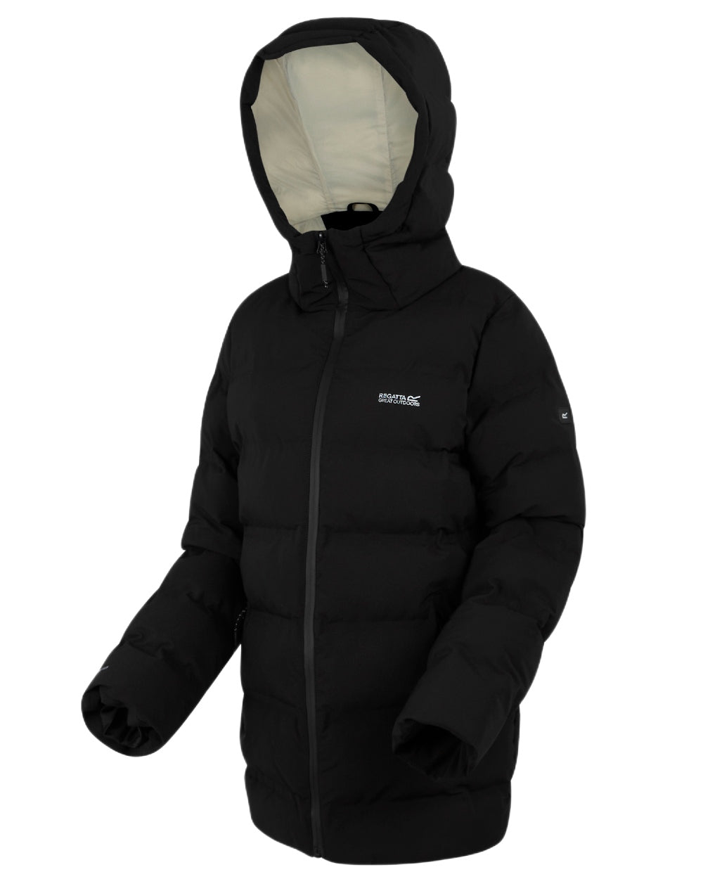 Black Coloured Regatta Womens Altoro Thermal Padded Jacket on white background 