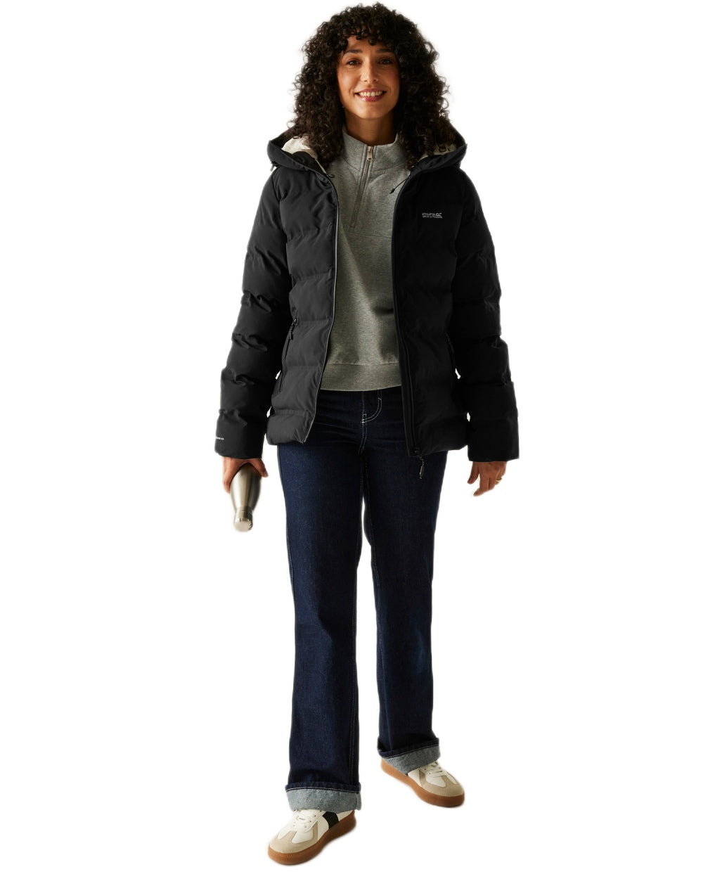 Black Coloured Regatta Womens Altoro Thermal Padded Jacket on white background 