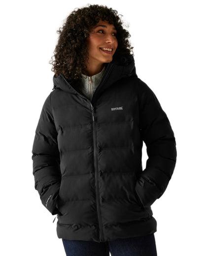 Black Coloured Regatta Womens Altoro Thermal Padded Jacket on white background 