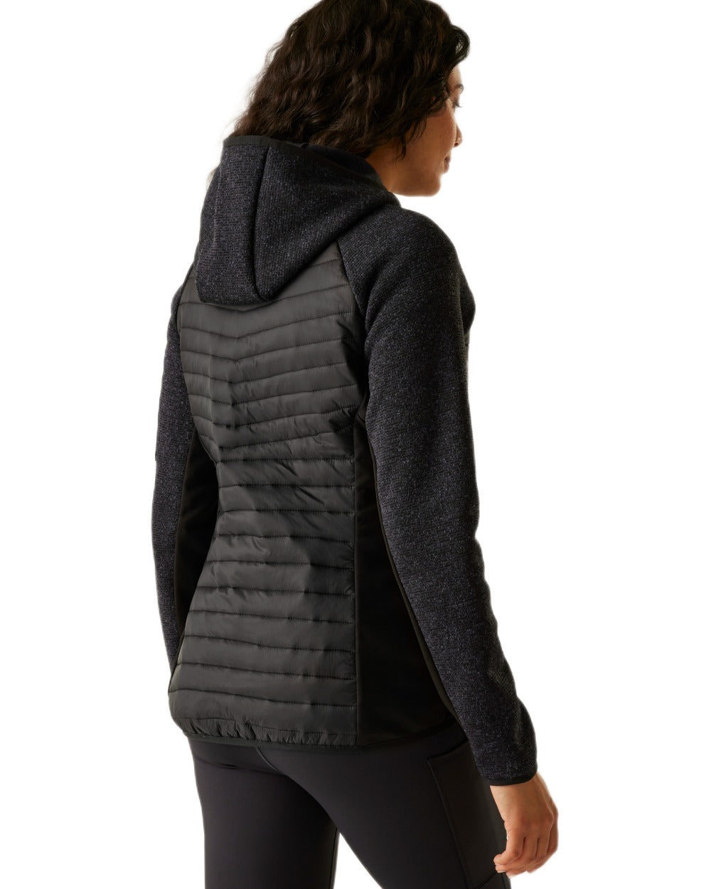 Black Coloured Regatta Womens Andreson Hybrid Jacket on white background 