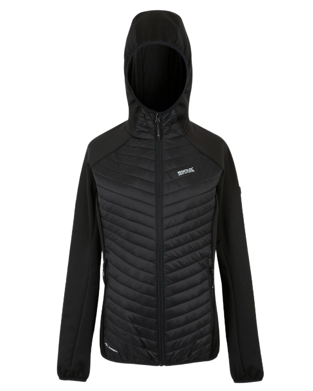 Black Coloured Regatta Womens Andreson Hybrid Jacket on white background 