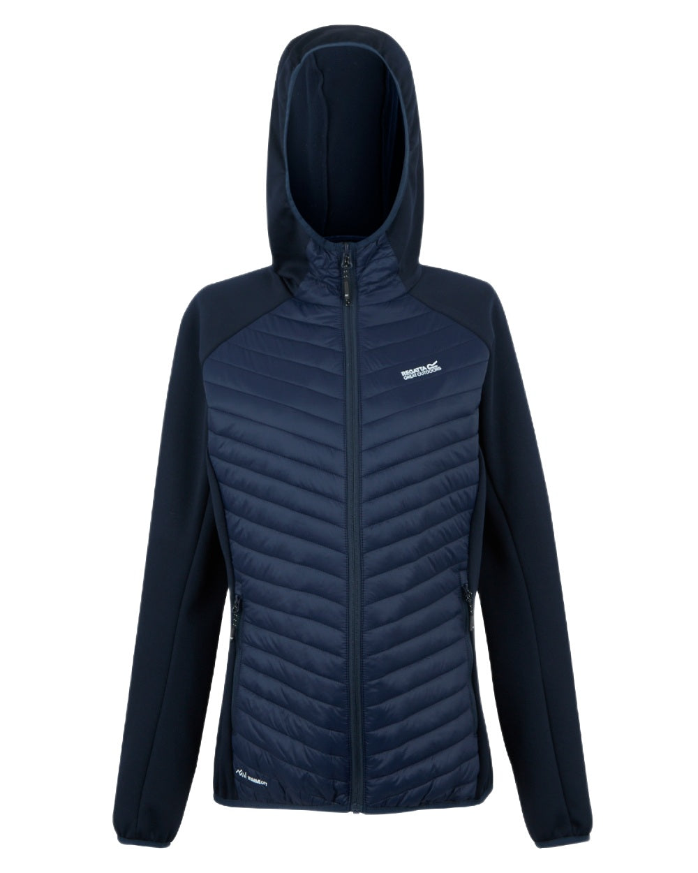 Navy Blue Coloured Regatta Womens Andreson Hybrid Jacket on white background 