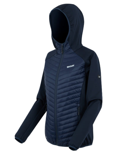 Navy Blue Coloured Regatta Womens Andreson Hybrid Jacket on white background 