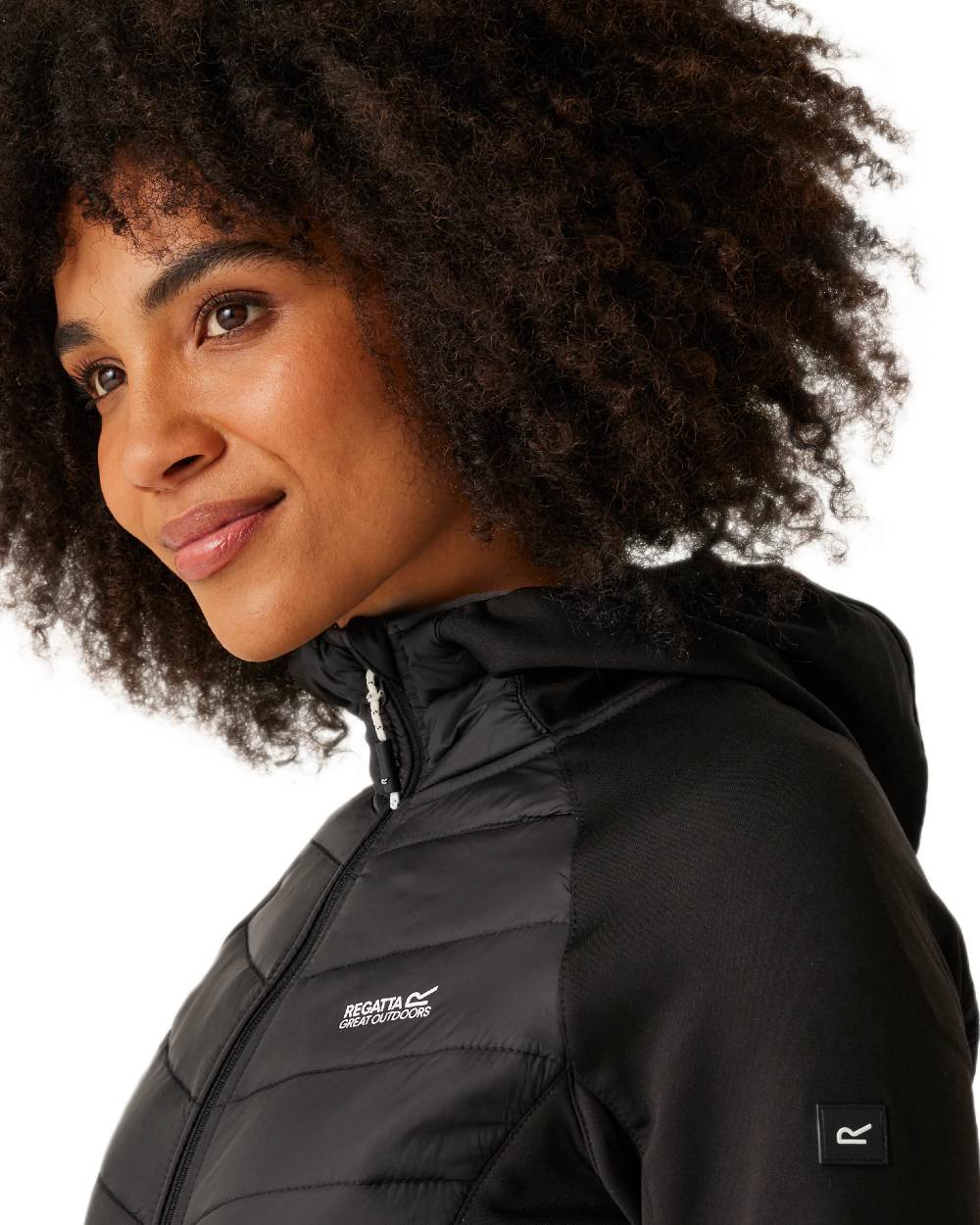 Black Coloured Regatta Womens Andreson VIII Hybrid Jacket on white background 