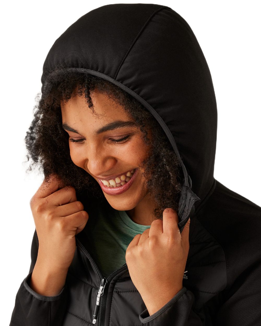 Black Coloured Regatta Womens Andreson VIII Hybrid Jacket on white background 