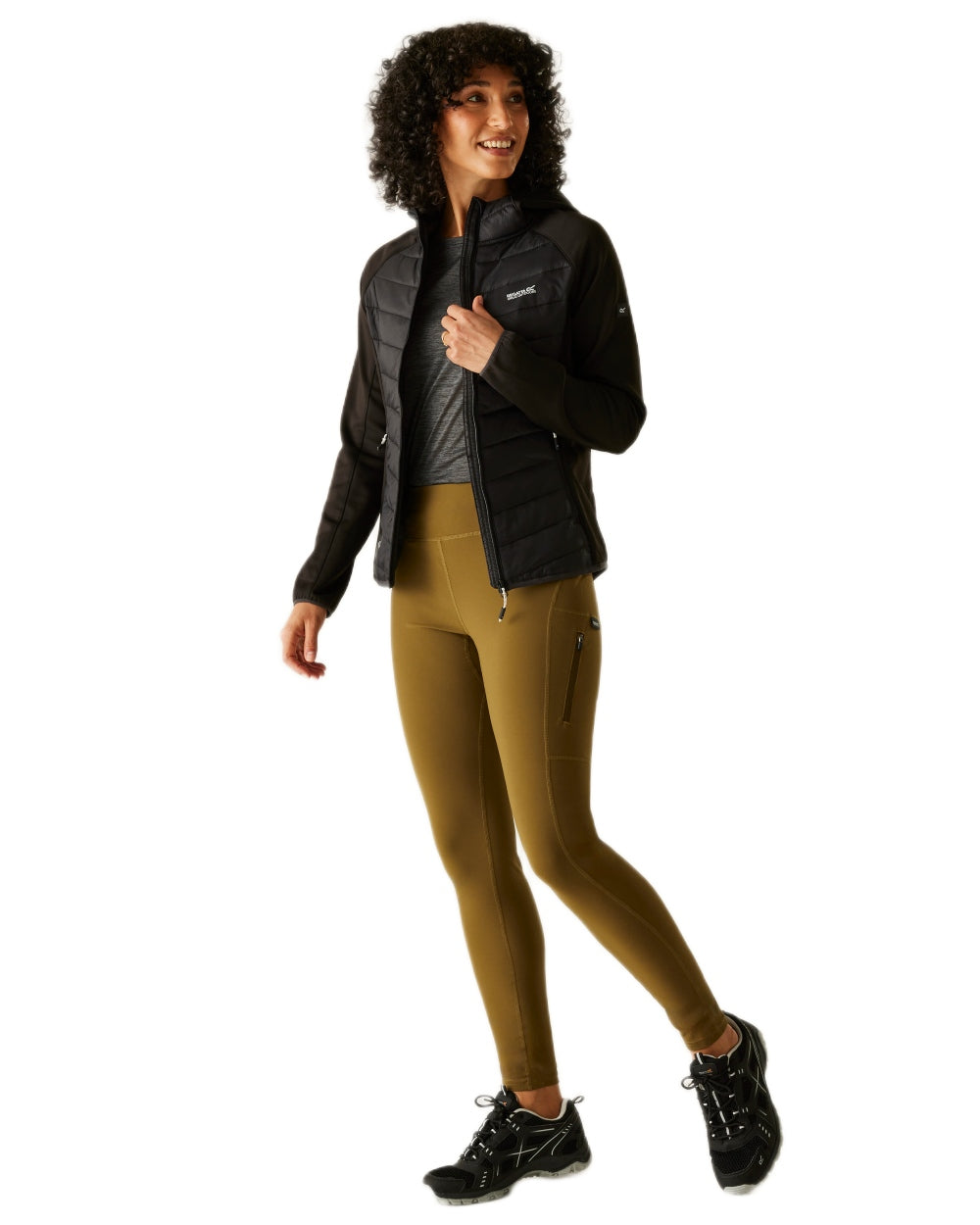 Black Coloured Regatta Womens Andreson VIII Hybrid Jacket on white background 