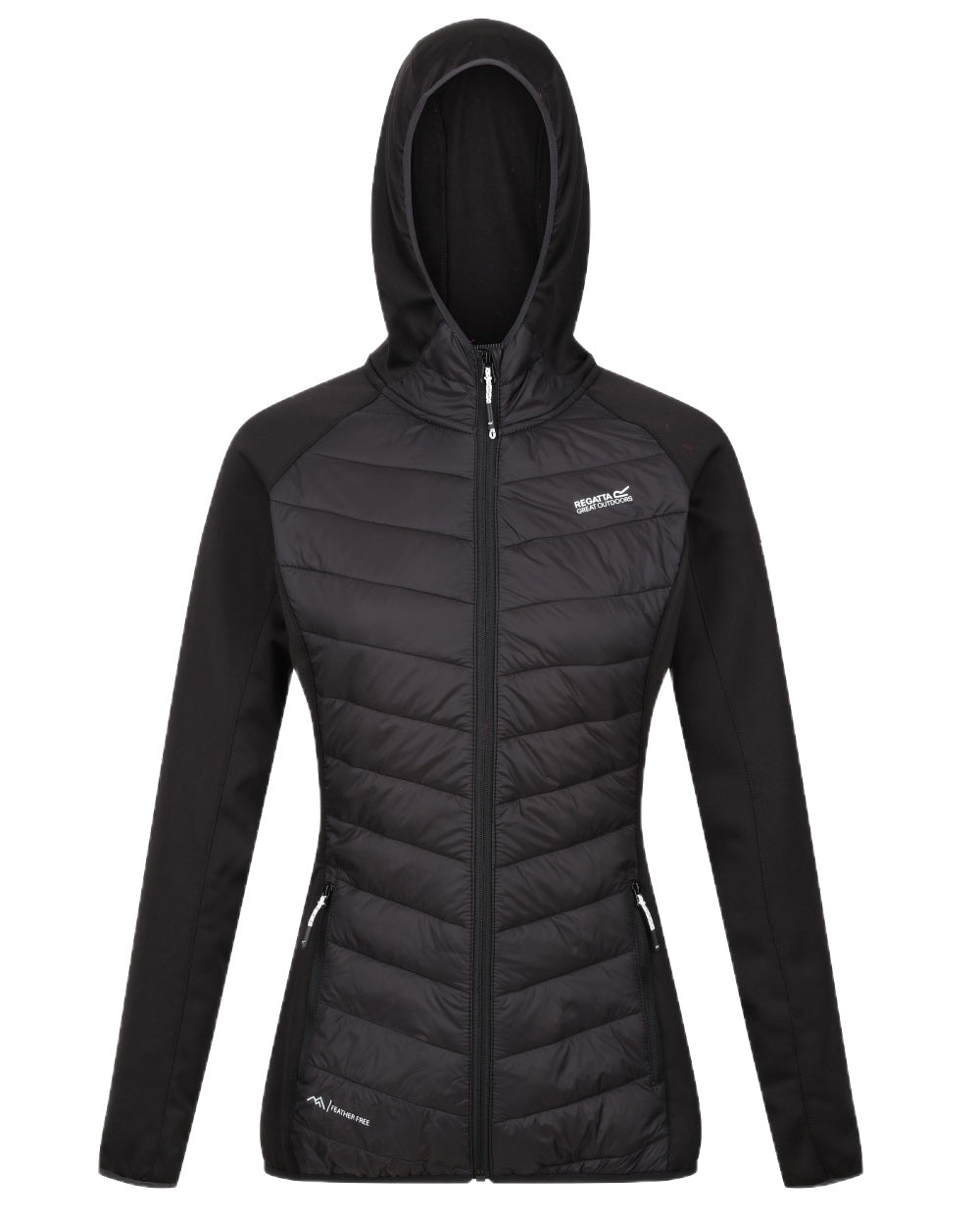 Black Coloured Regatta Womens Andreson VIII Hybrid Jacket on white background 