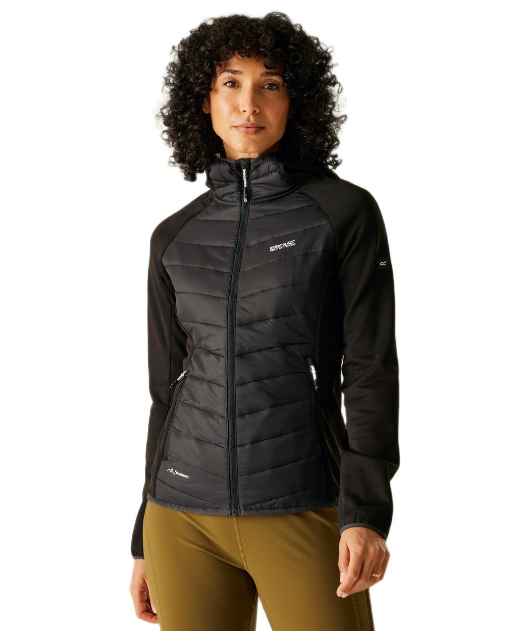 Black Coloured Regatta Womens Andreson VIII Hybrid Jacket on white background 