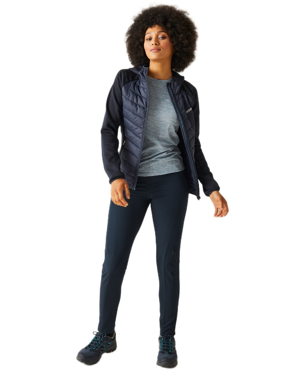 Navy Coloured Regatta Womens Andreson VIII Hybrid Jacket on white background 
