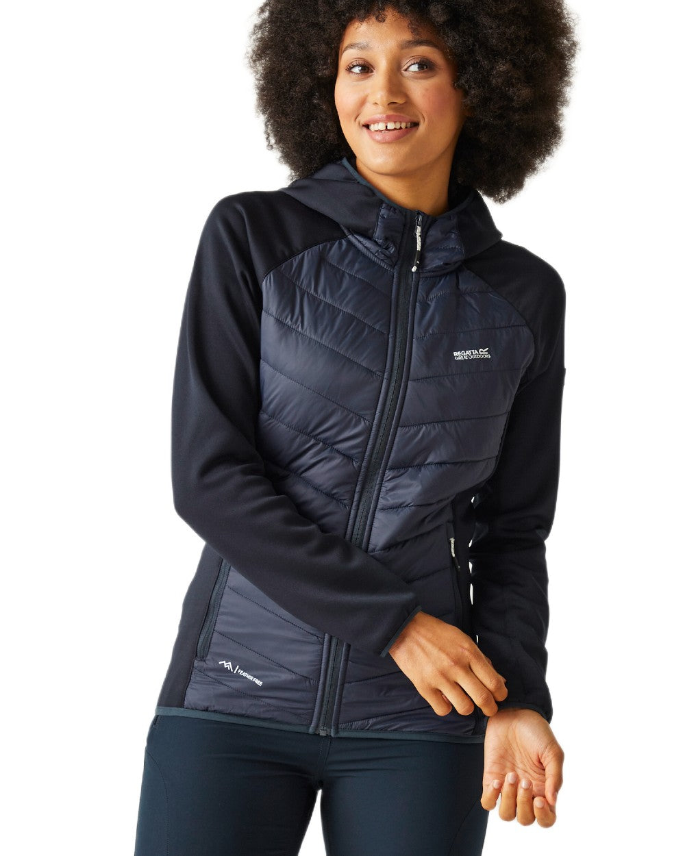 Navy Coloured Regatta Womens Andreson VIII Hybrid Jacket on white background 