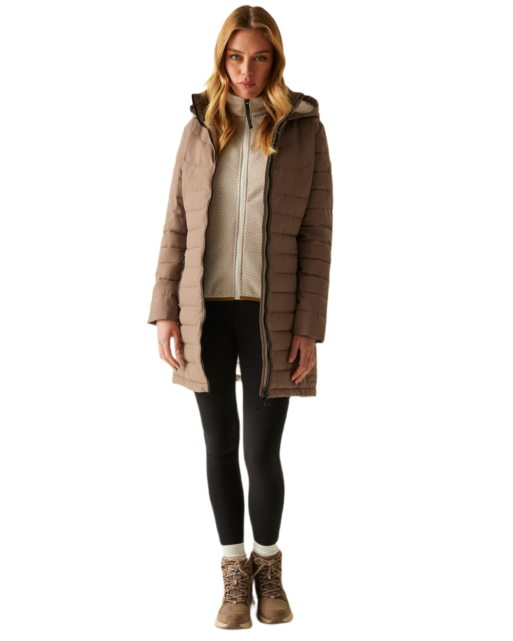 Brown Coloured Regatta Womens Andria Padded Jacket on white background 