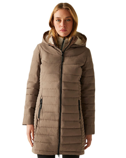 Brown Coloured Regatta Womens Andria Padded Jacket on white background 