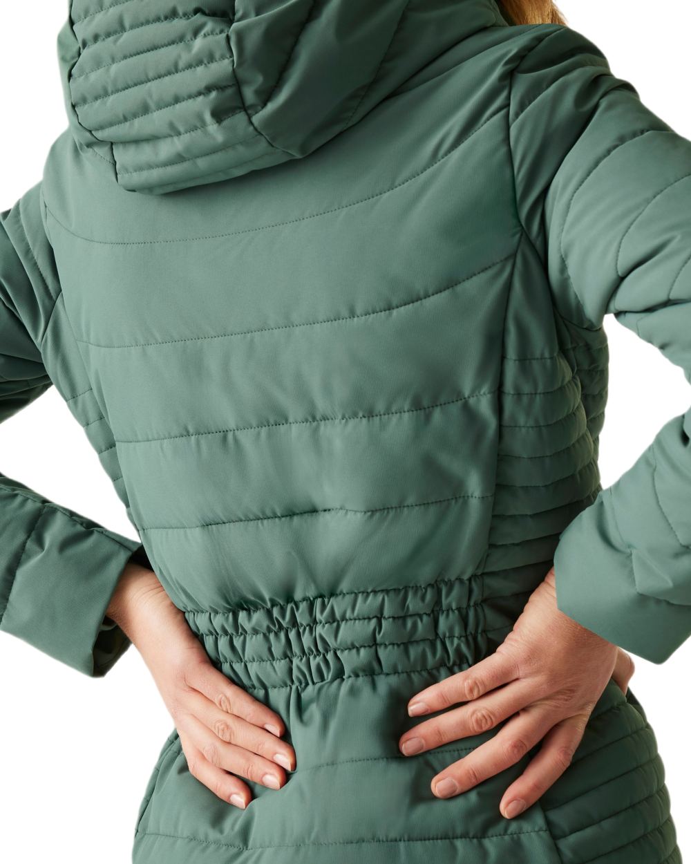 Green Coloured Regatta Womens Andria Padded Jacket on white background 