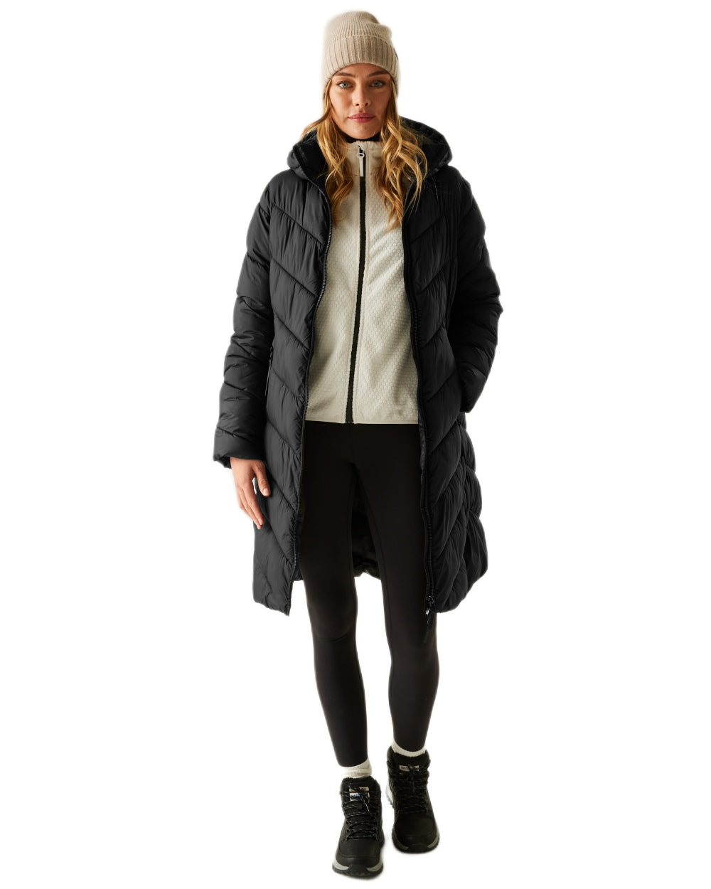 Black Coloured Regatta Womens Anita Quilted Jacket on white background 