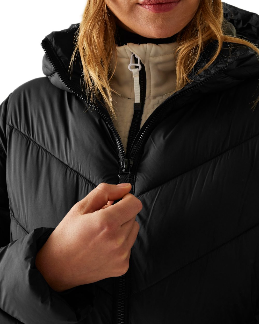 Black Coloured Regatta Womens Anita Quilted Jacket on white background 