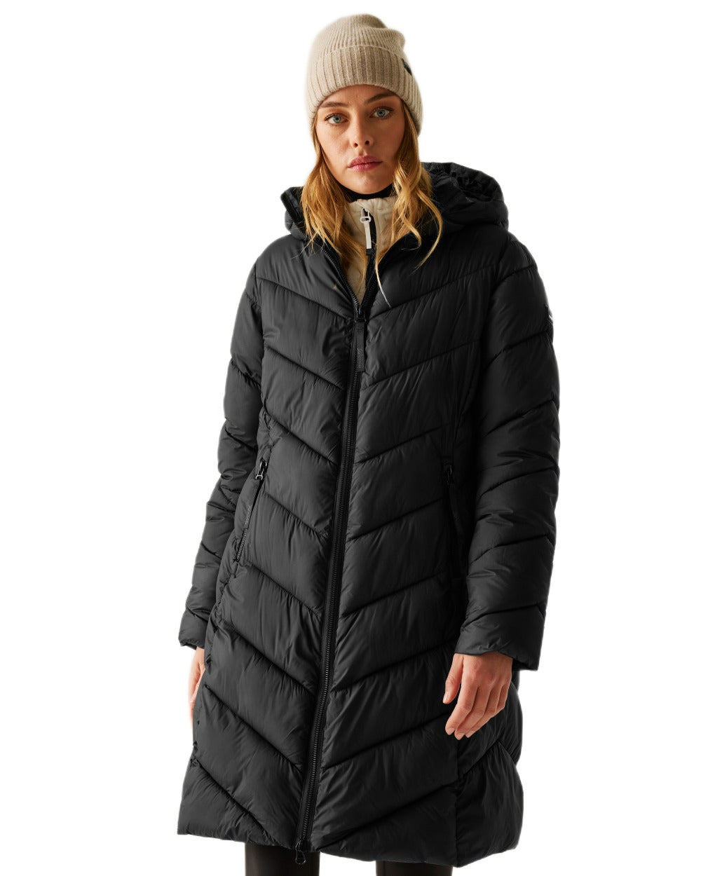 Black Coloured Regatta Womens Anita Quilted Jacket on white background 