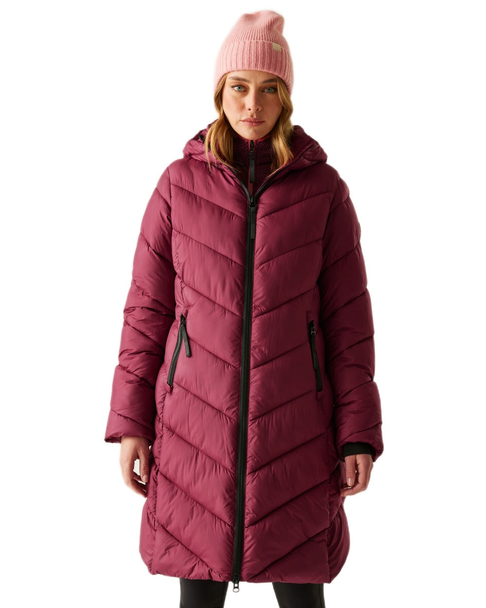 Dark Pimento Dusty Rose Coloured Regatta Womens Anita Quilted Jacket on white background 