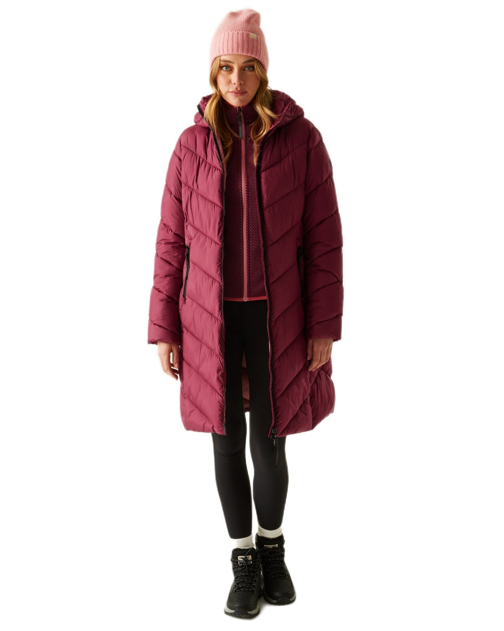 Dark Pimento Dusty Rose Coloured Regatta Womens Anita Quilted Jacket on white background 