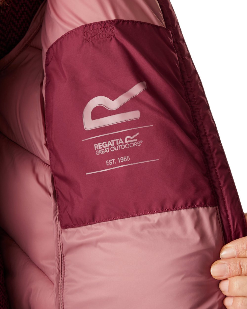 Dark Pimento Dusty Rose Coloured Regatta Womens Anita Quilted Jacket on white background 