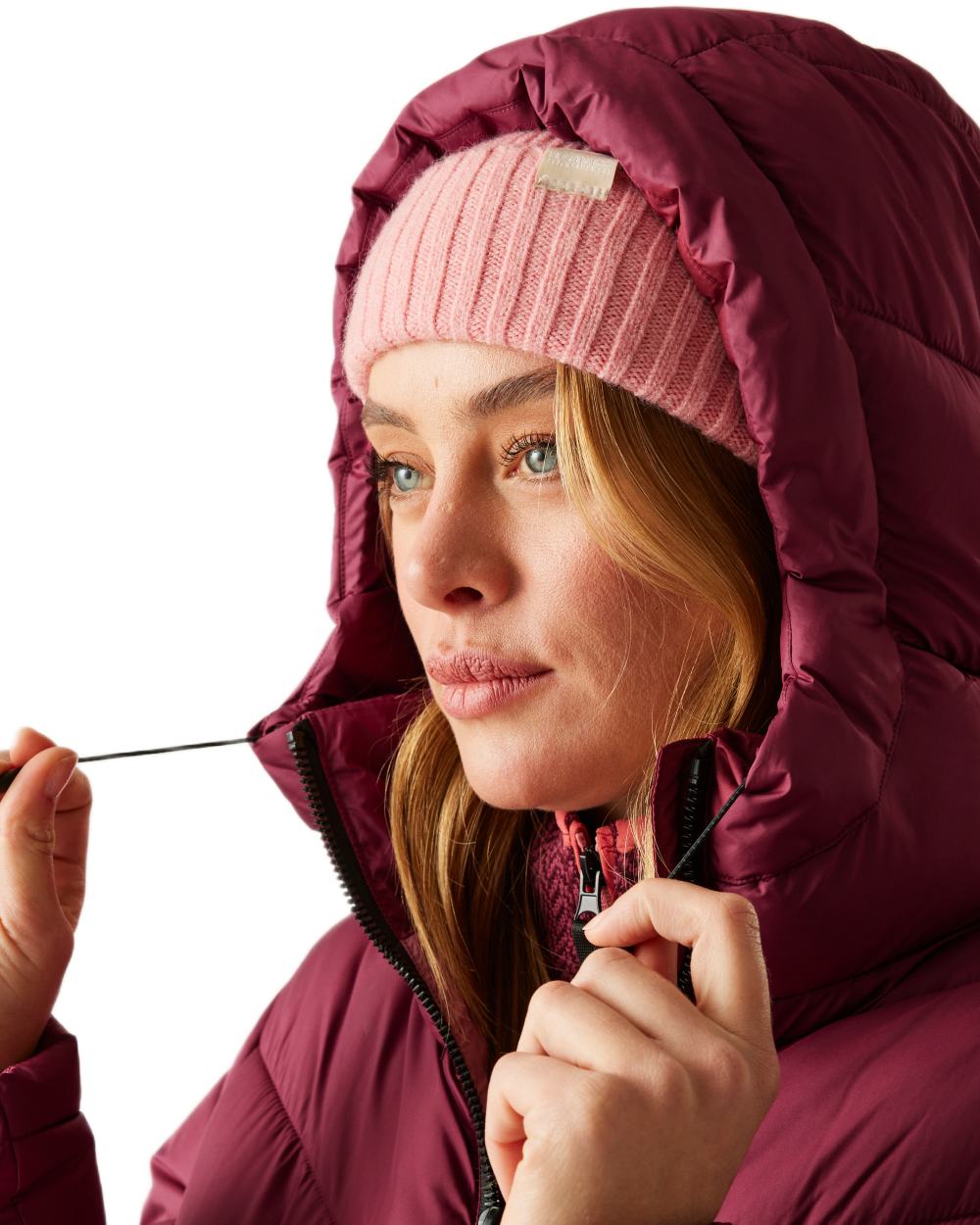 Dark Pimento Dusty Rose Coloured Regatta Womens Anita Quilted Jacket on white background 