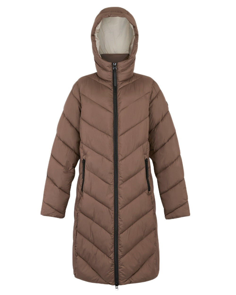 Mocha Perfectly Pale Coloured Regatta Womens Anita Quilted Jacket on white background 