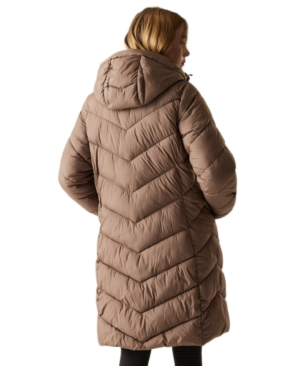 Mocha Perfectly Pale Coloured Regatta Womens Anita Quilted Jacket on white background 