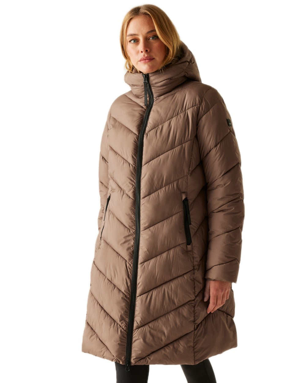 Mocha Perfectly Pale Coloured Regatta Womens Anita Quilted Jacket on white background 