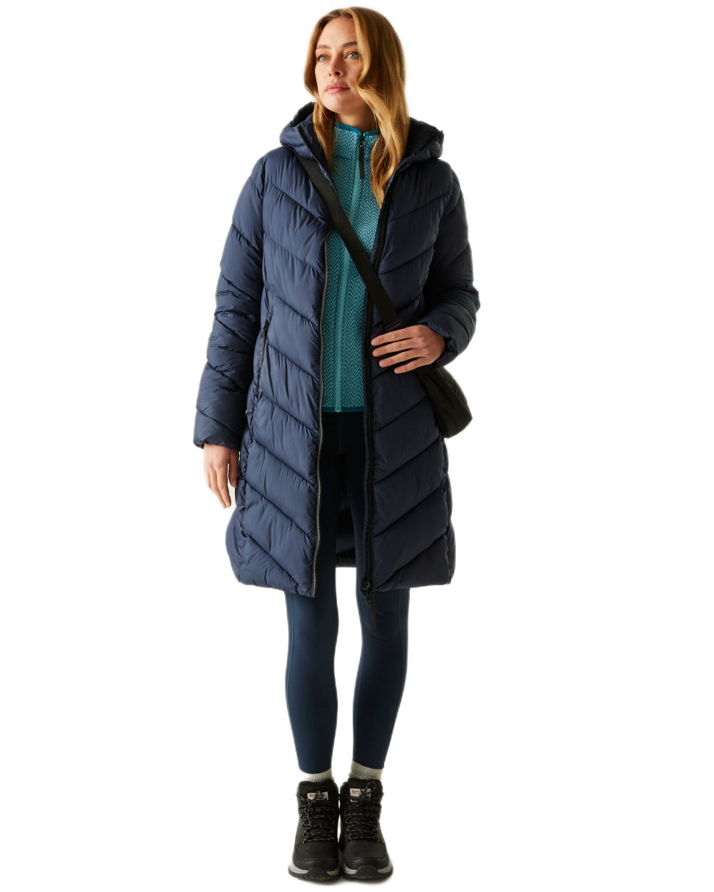 Navy Coloured Regatta Womens Anita Quilted Jacket on white background 