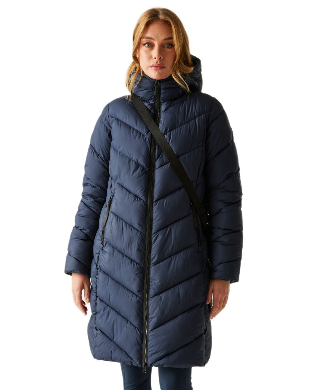 Navy Coloured Regatta Womens Anita Quilted Jacket on white background 